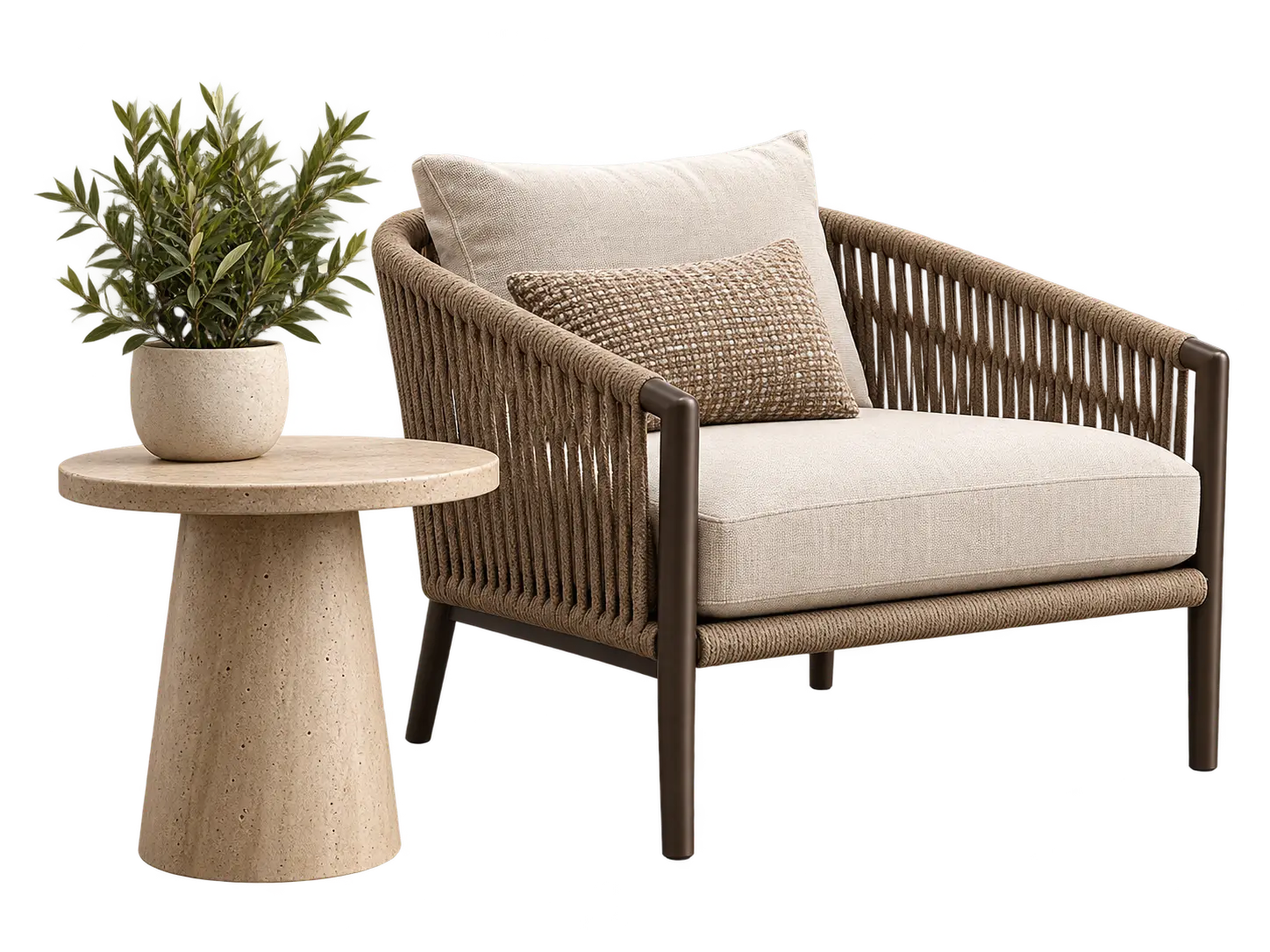 Crafted lounge chair and side table